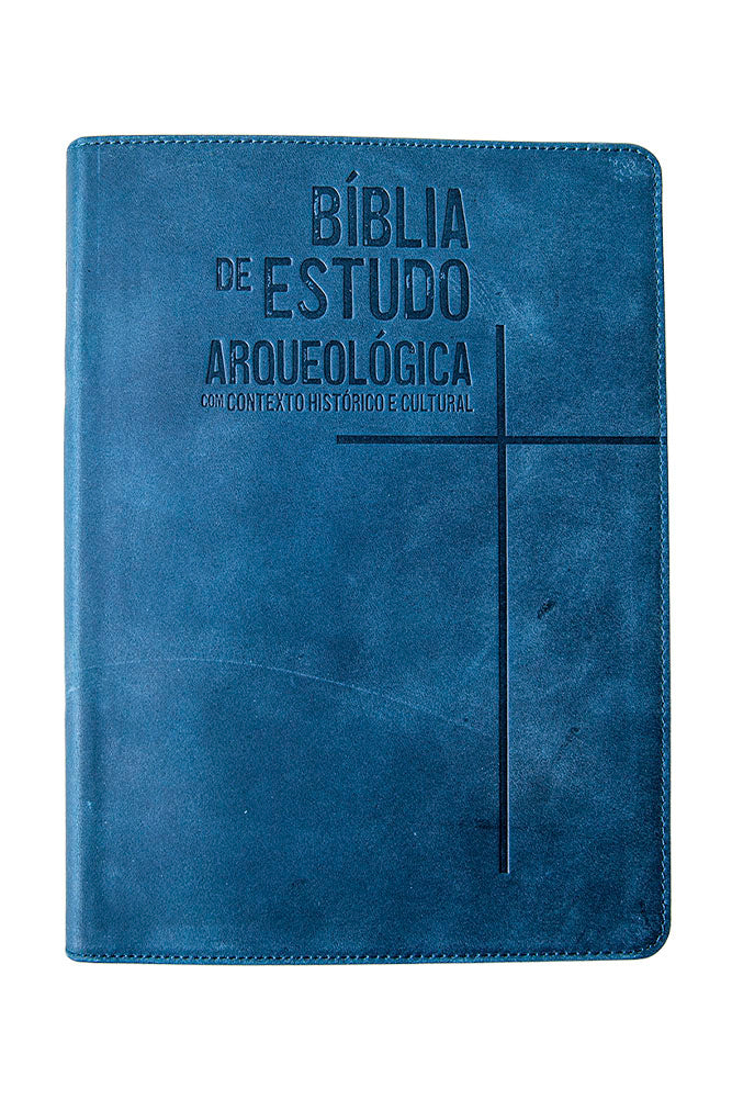 Bíblia de Estudos Arqueológica - Capa Couro Azul