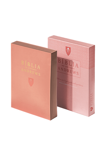 Bíblia de Estudo Andrews NAA - Capa Couro Rosa